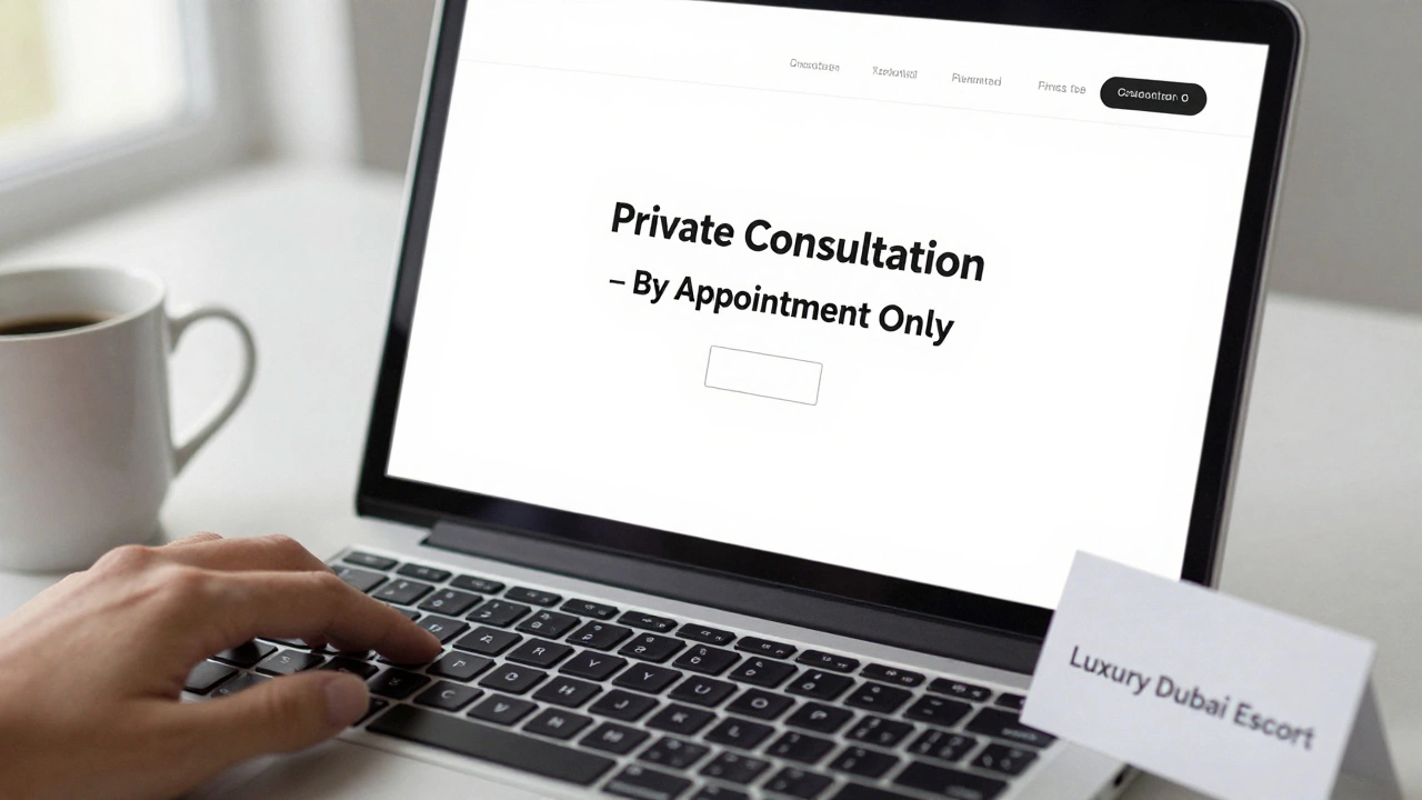 A secure website interface for private escort services with no images or ads.